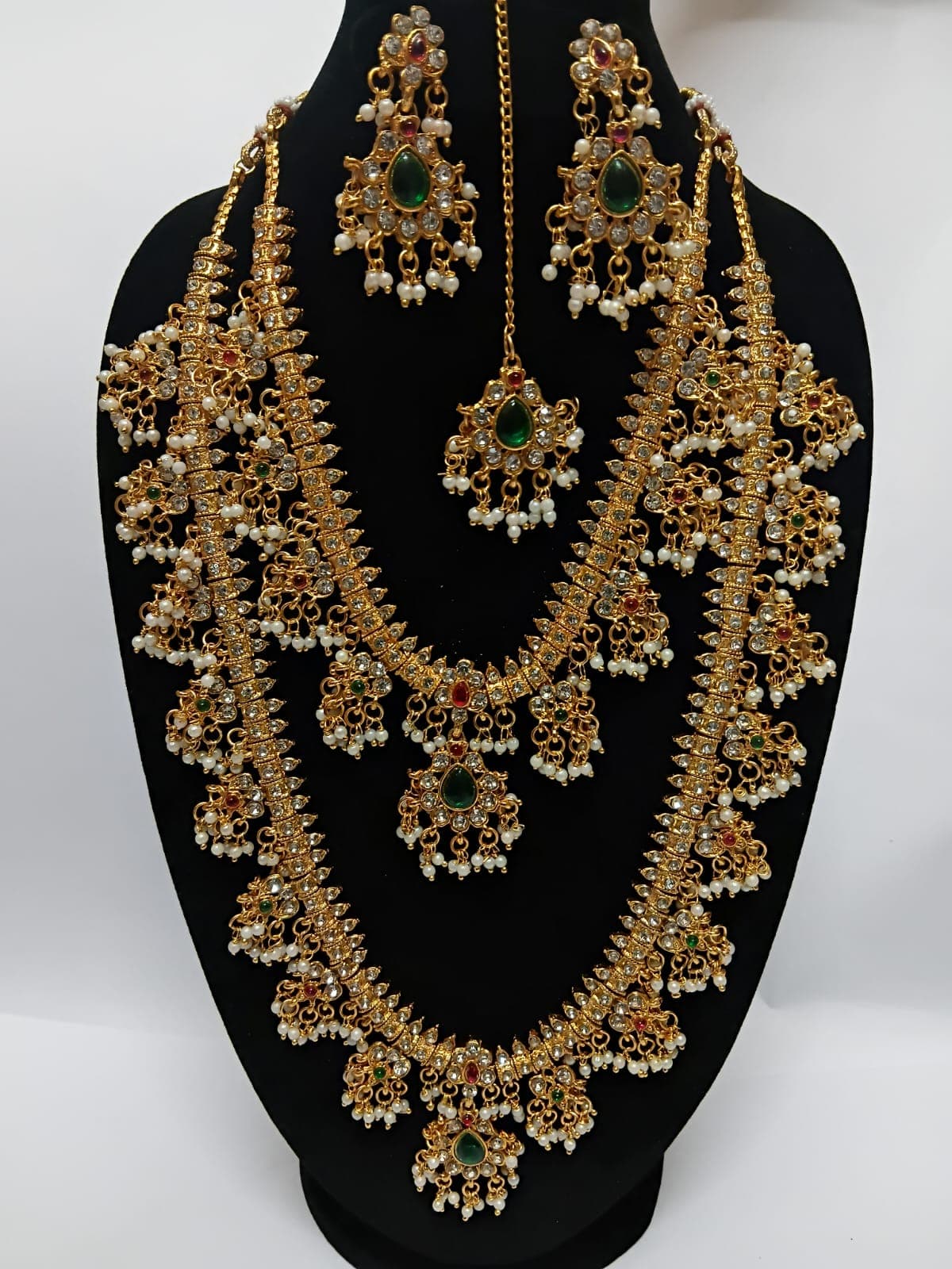 Royal Kundan & Emerald Bridal Necklace Set with Tikka