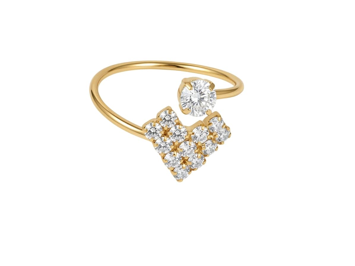 Adjustable Gold Finish Crystal Charm Finger Ring