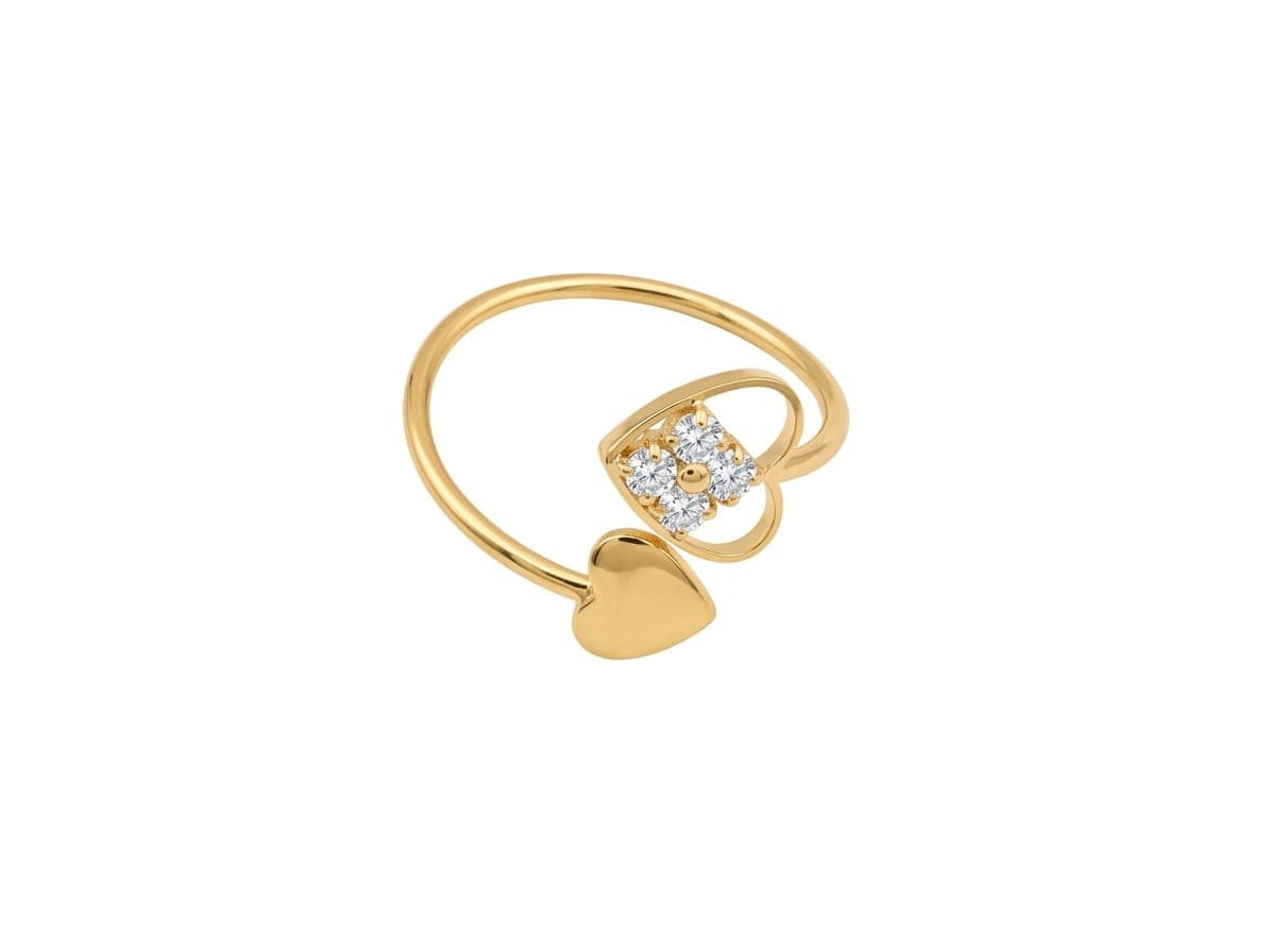 Adjustable Gold Finish Crystal Charm Finger Ring