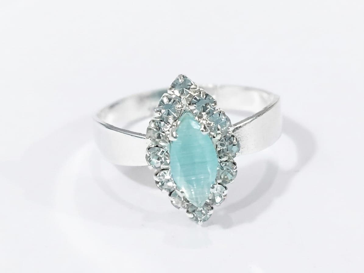 Elegant Marquise Gemstone Crystal Halo Adjustable Ring