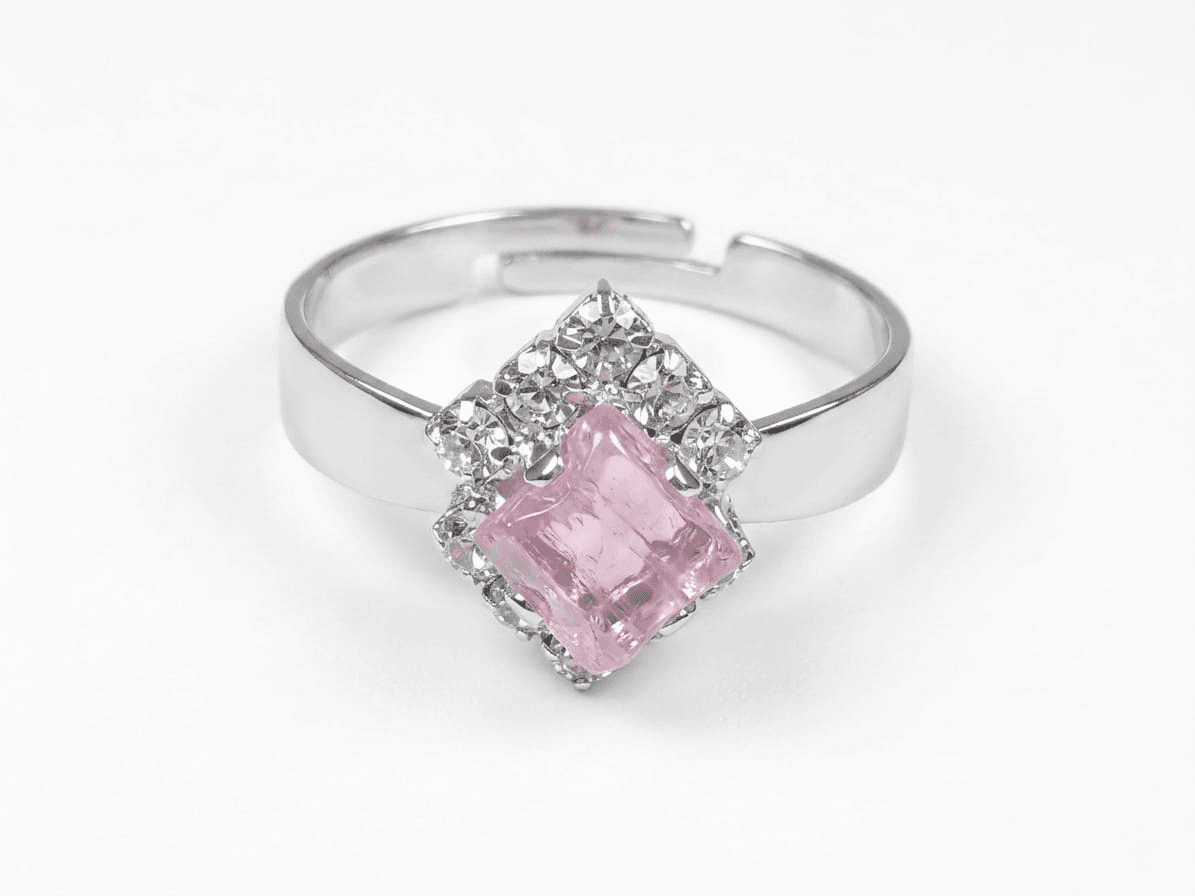 Chic Square Gemstone Crystal Border Adjustable Ring