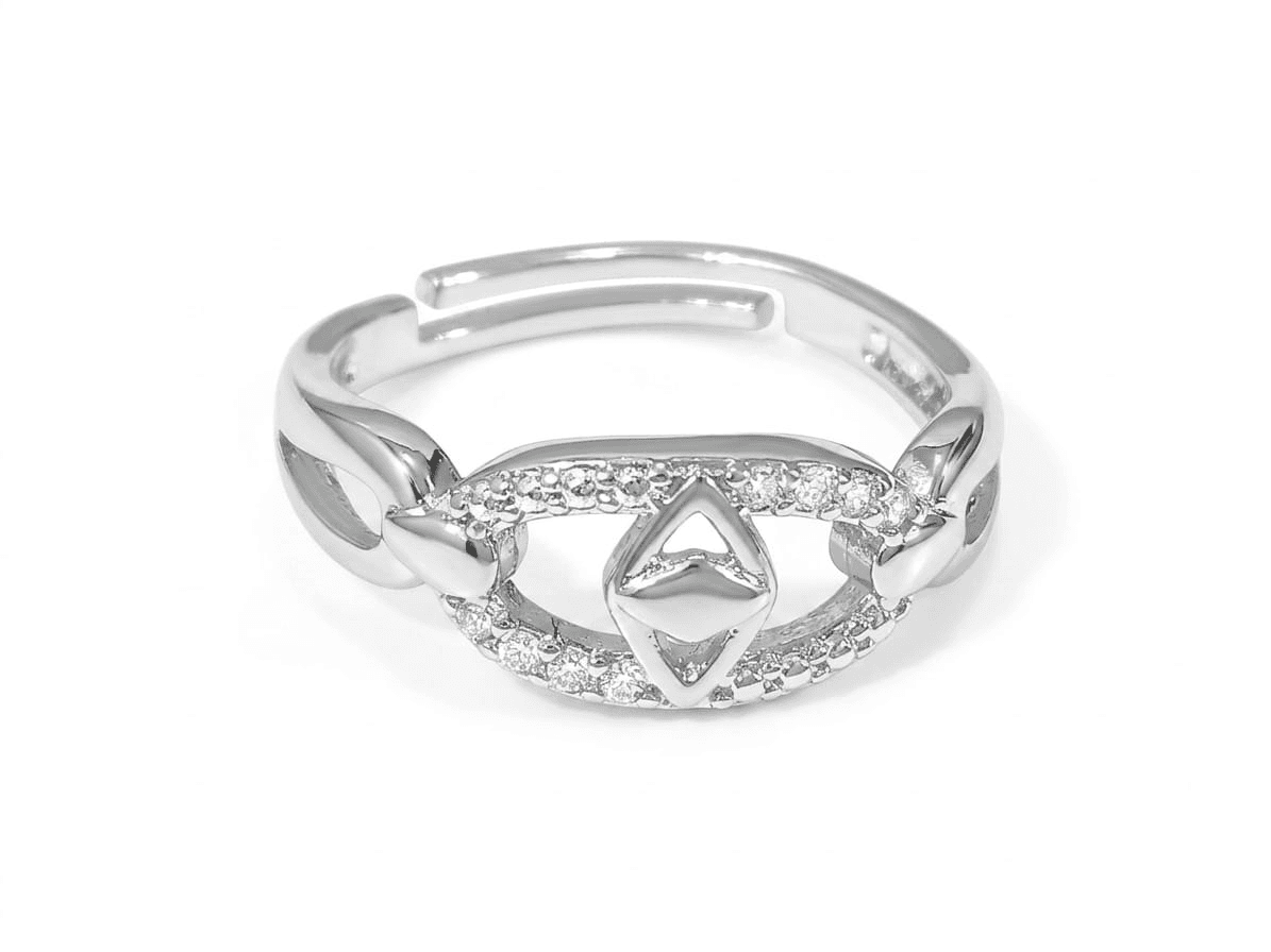 Assorted Crystal Charm Stackable Adjustable Rings