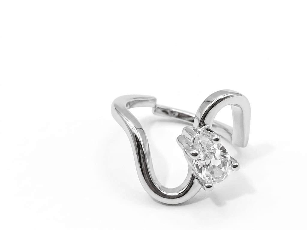 Wavy Pear-Cut Crystal Adjustable Ring