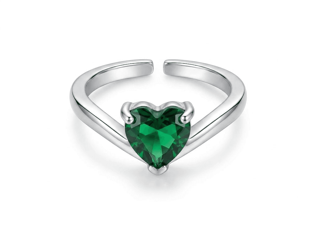Romantic Heart Crystal Adjustable Ring