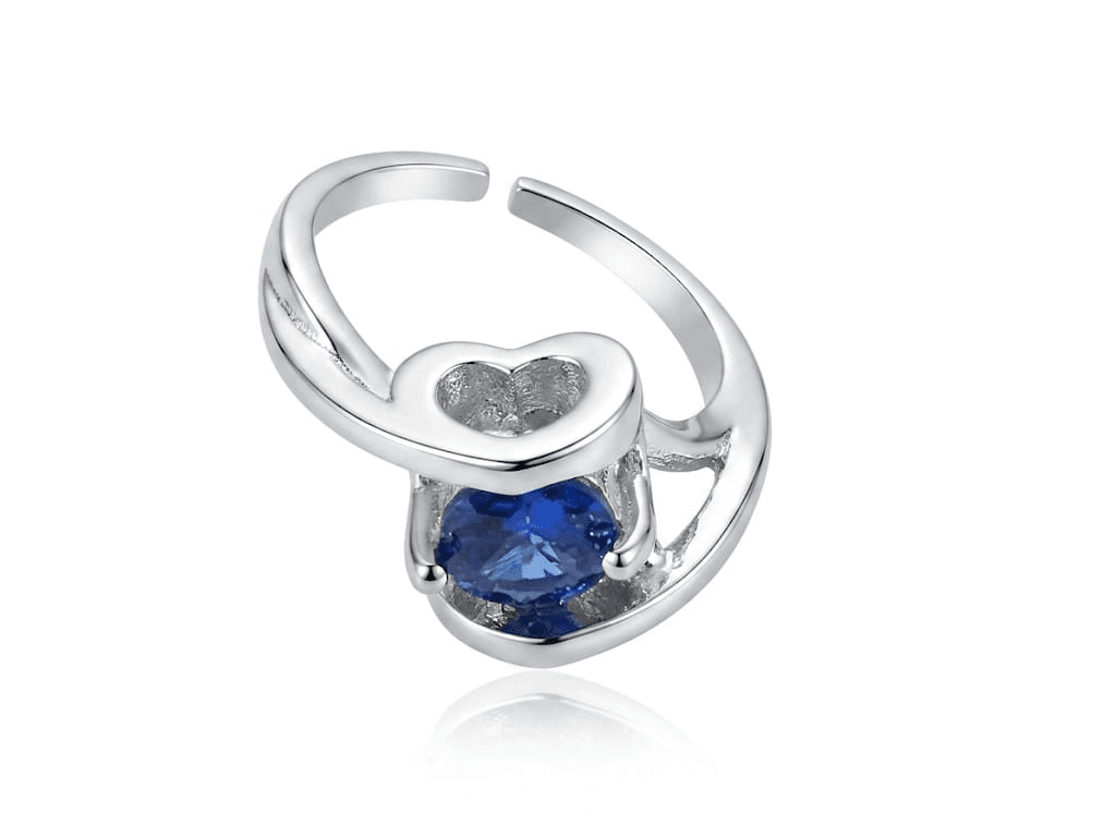 Heart-Swirl Crystal Adjustable Ring