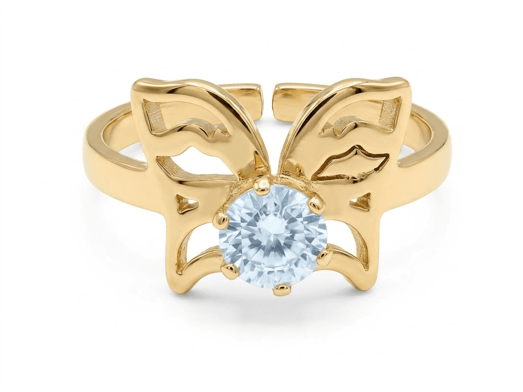 Butterfly & Leaf Crystal Adjustable Rings