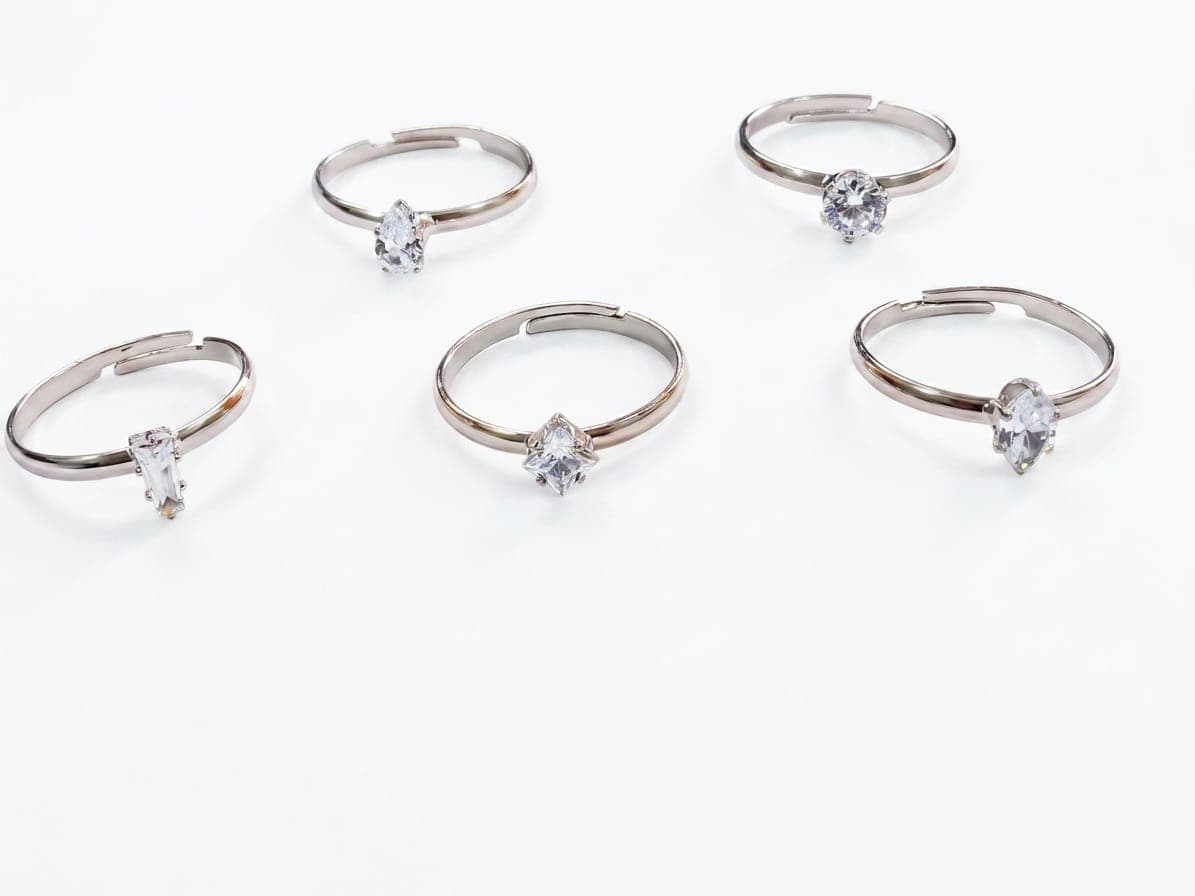 Silver Solitaire Rings - Random Design
