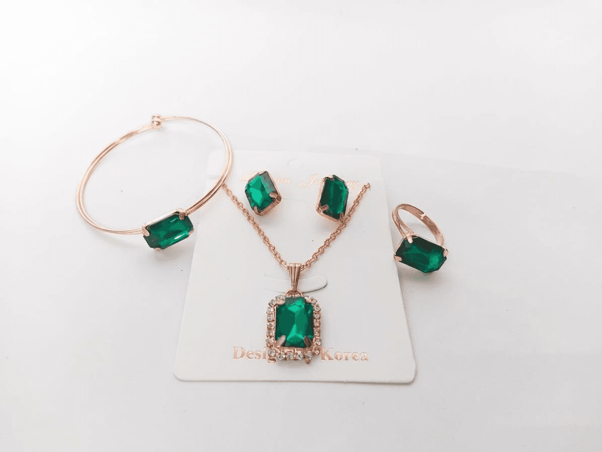 Blue Crystal Jewelry Set - 4 Piece