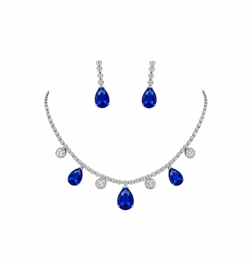 Crystal Pear Droplet Necklace & Earring Set