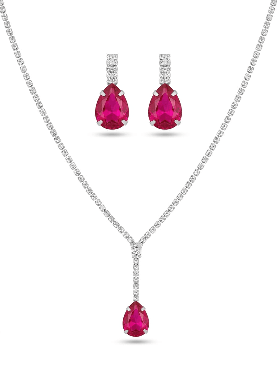 Crystal Pear Drop Necklace & Earring Set