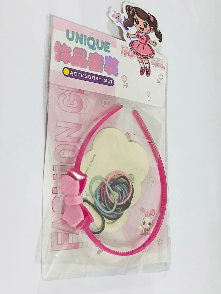 Kids Bow Headband & Hair Rubber Band Set
