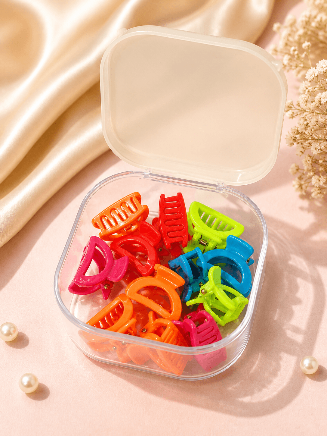 Mini Hair Claw Clips Set of 12 with Storage Box