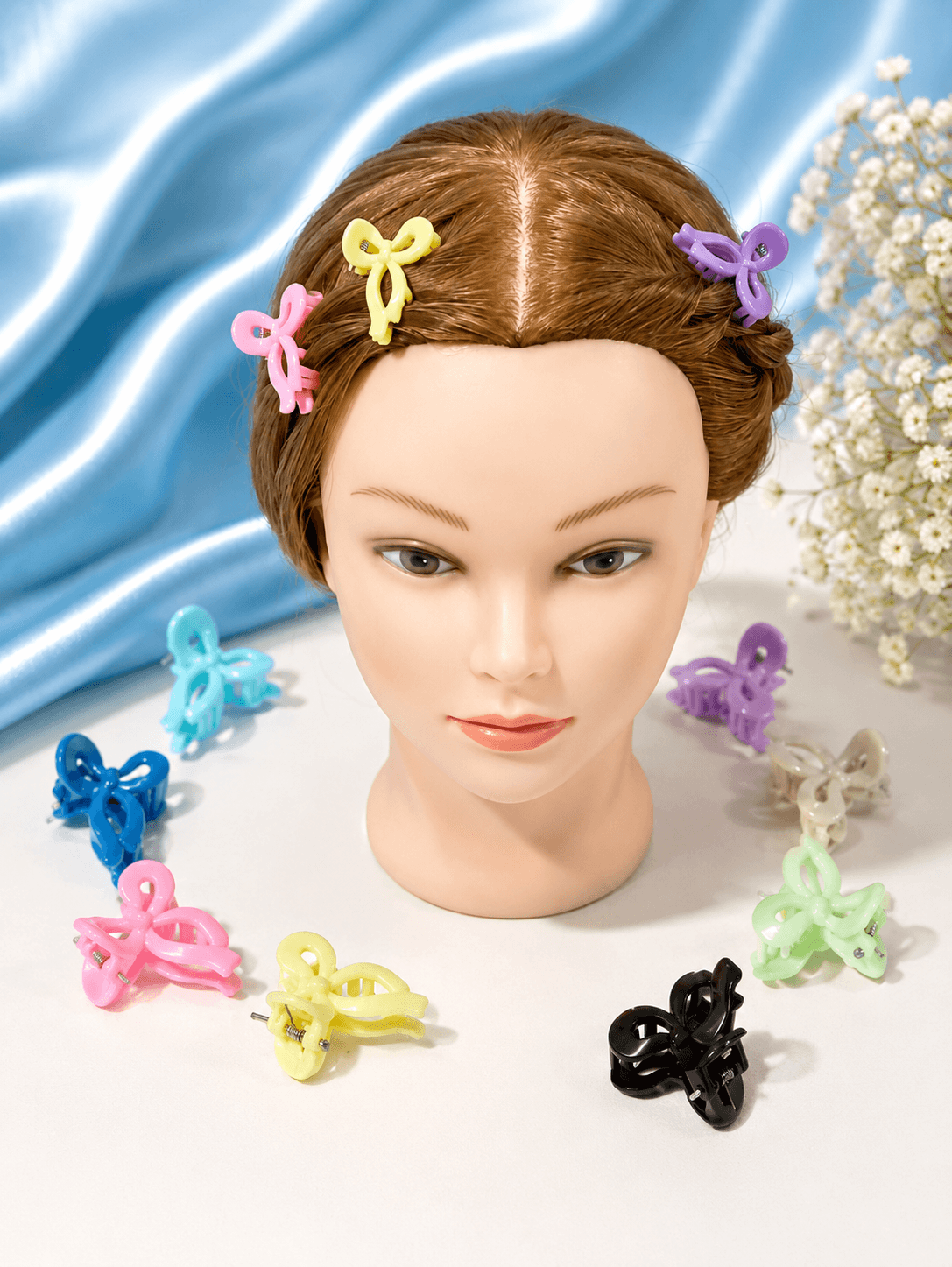 Mini Bow Hair Claw Clips Set