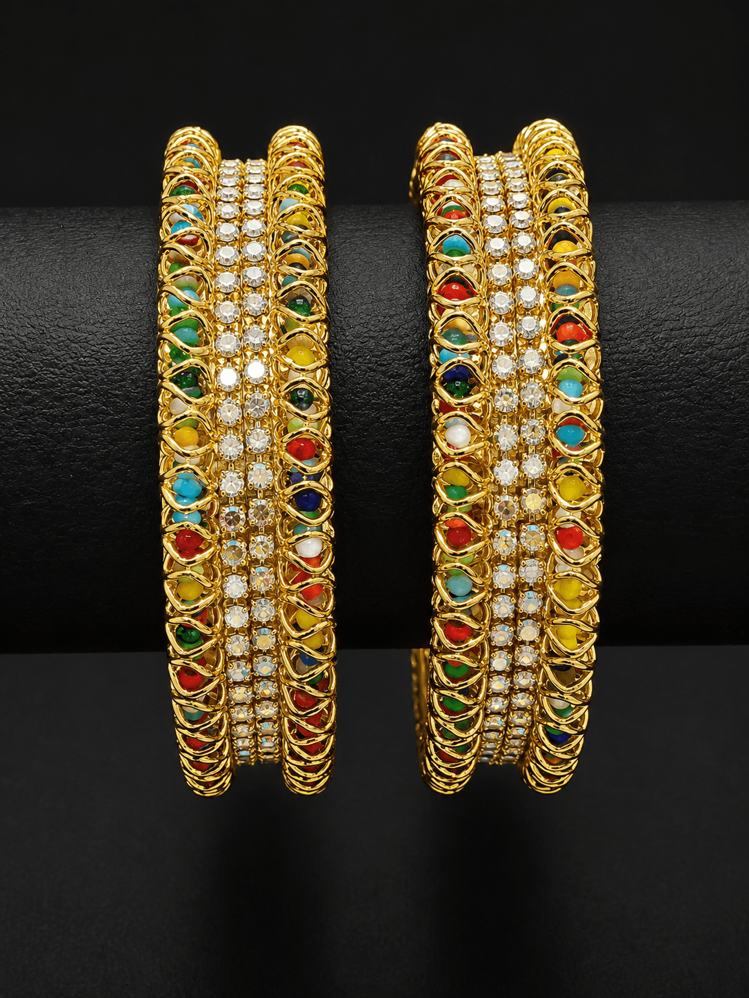 Gold Plated Beaded Kada Bangle Set