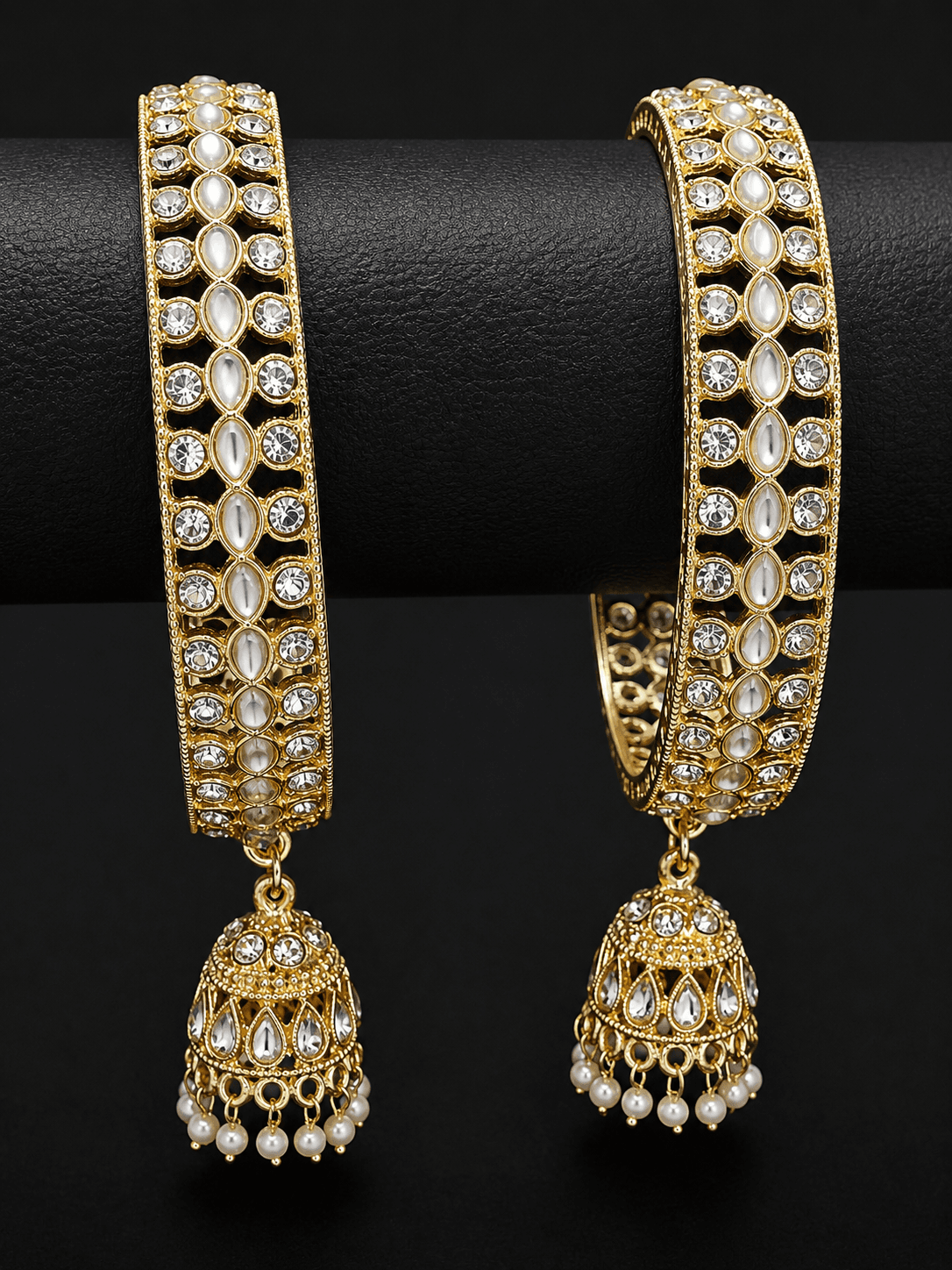 Gold Plated Jhumka Kada Bangle Set