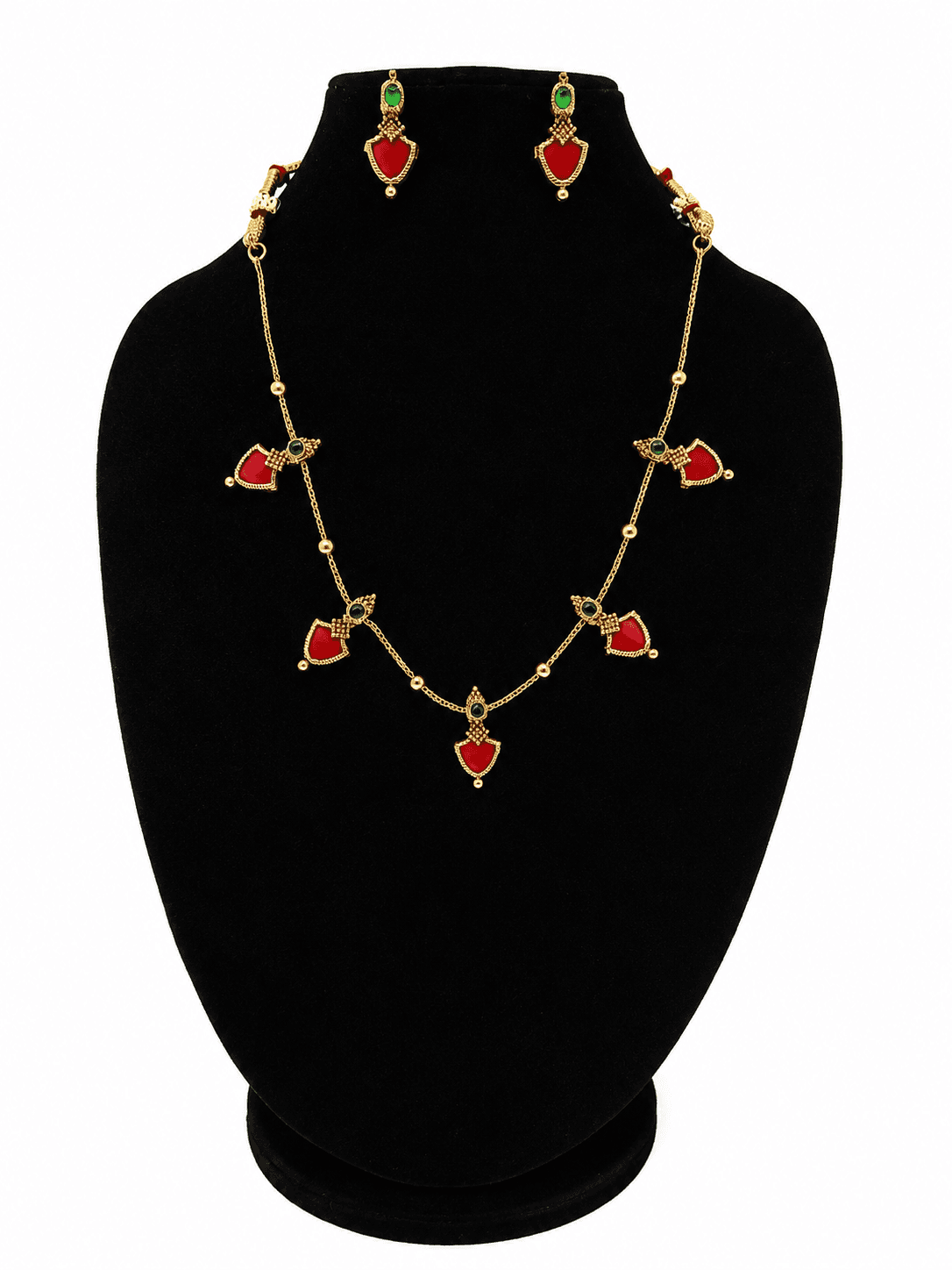 Gold Plated Red Palakka Necklace Set