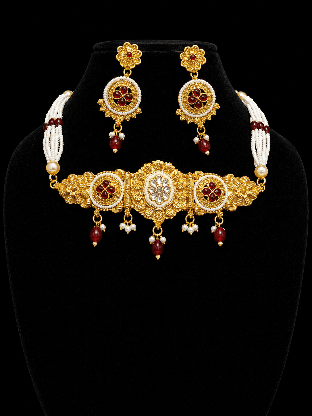 Gold Plated Antique Kundan Choker Set