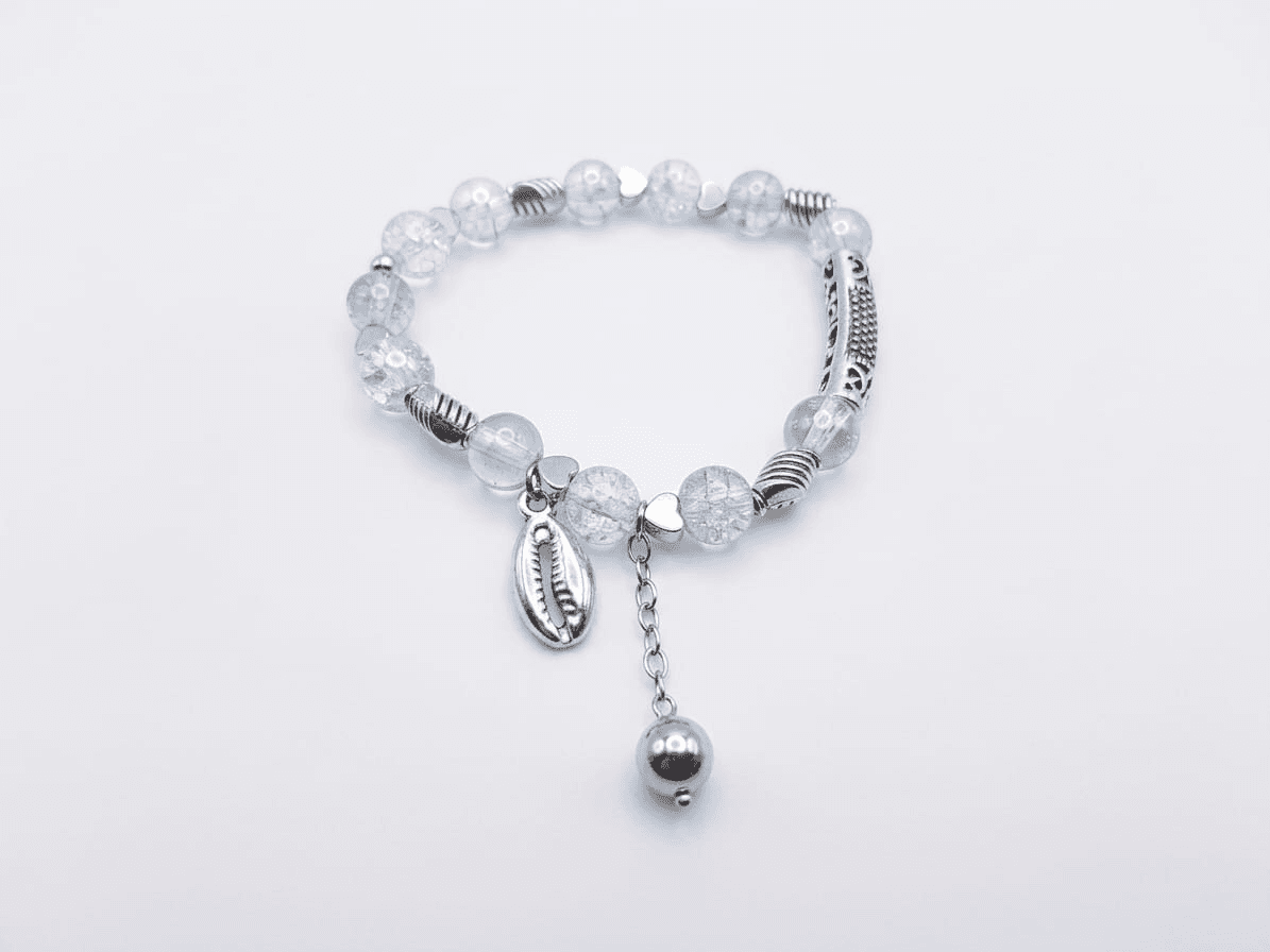 Crystal Bead Sea Turtle Charm Bracelet
