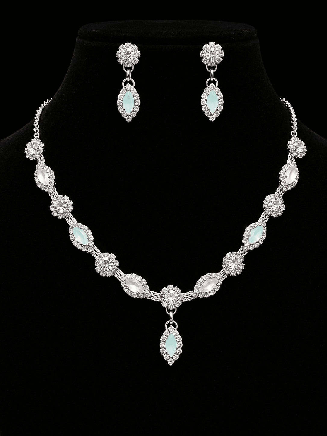 Silver Plated Pastel Stone Necklace Set