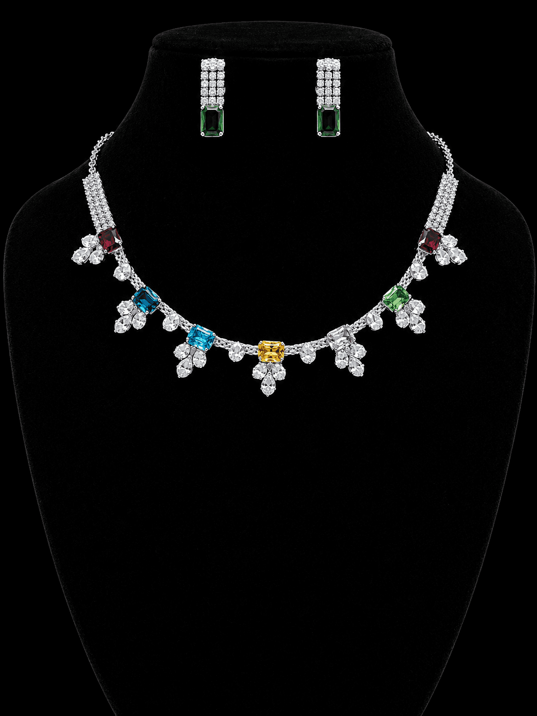 Multicolor Crystal AD Stone Necklace Set