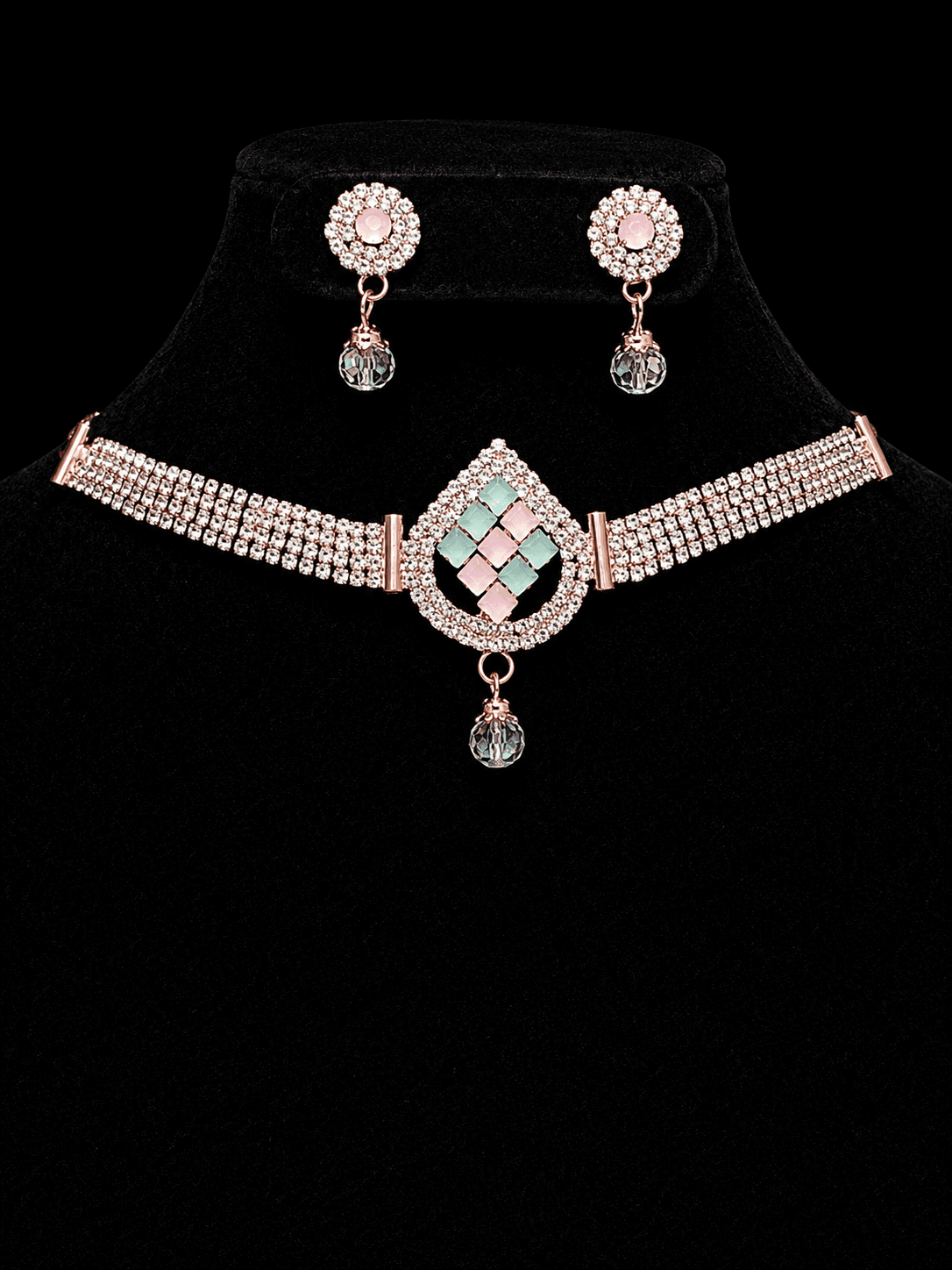 Pastel AD Stone Choker Necklace Set