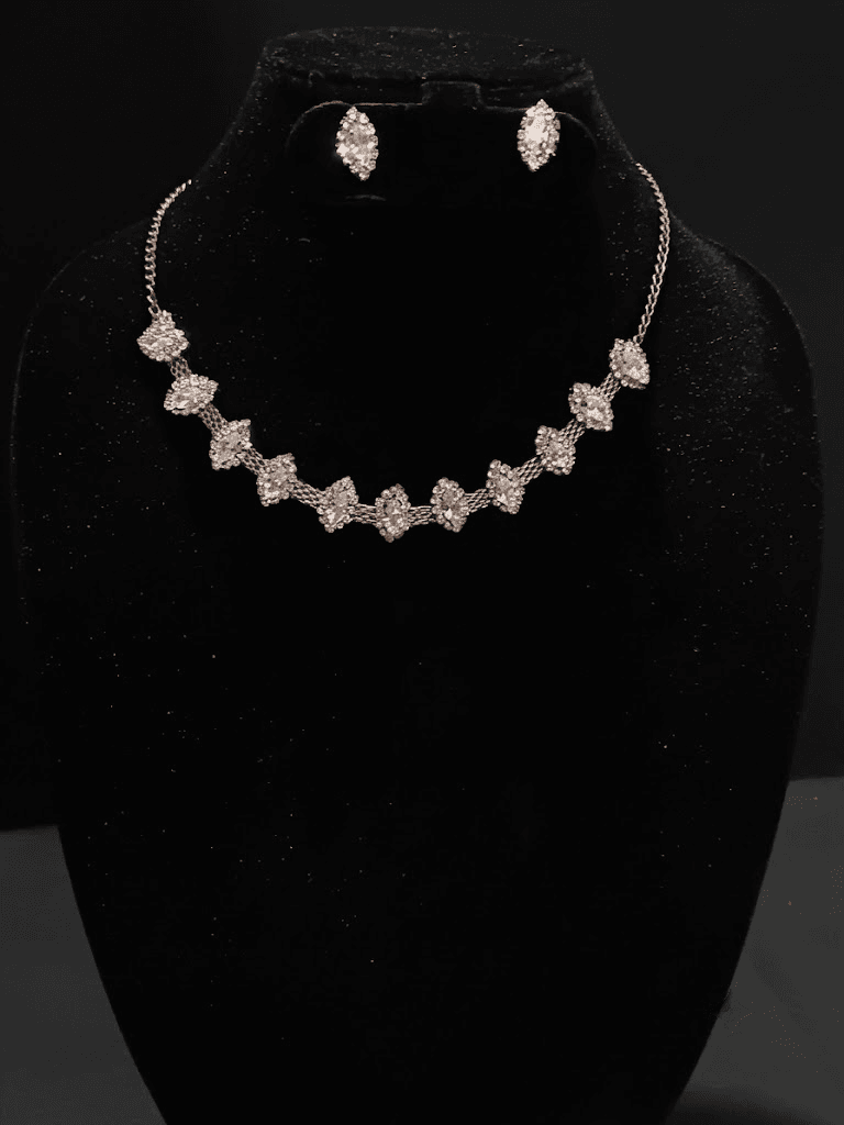 Rose Gold Toned Marquise AD Stone Necklace Set