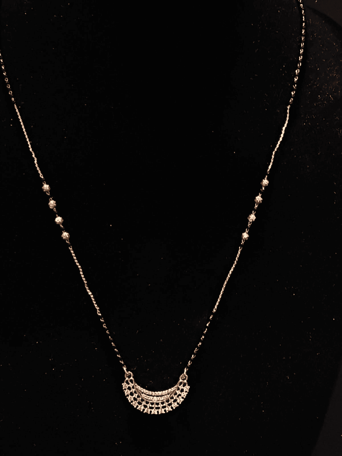 Elegant Black Bead AD Stone Mangalsutra Chain