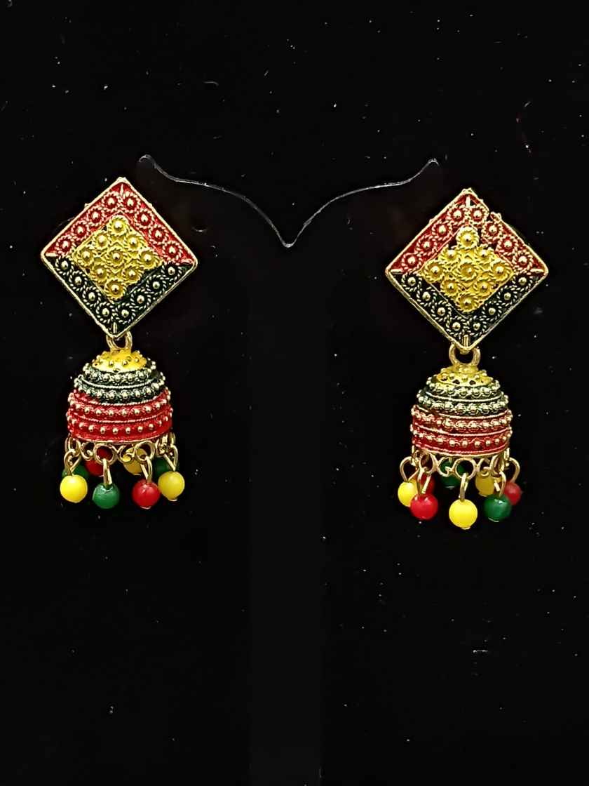 Traditional Multi Color Enamel Jhumka Earrings