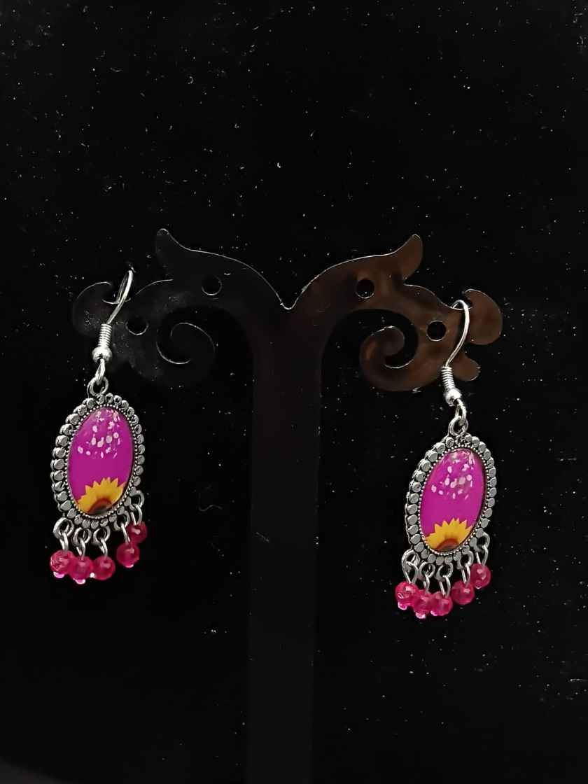 Sunflower Terrarium Style Sticker Earrings