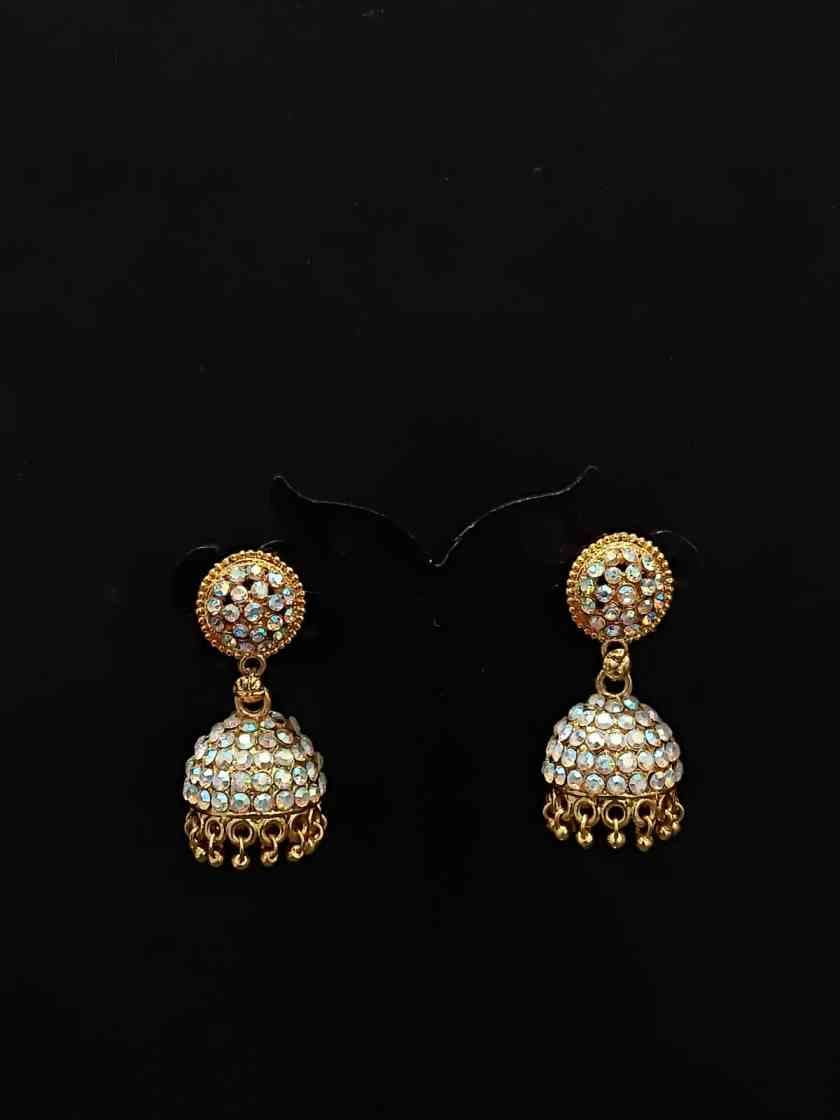 Gold Plated Iridescent Crystal Jhumka