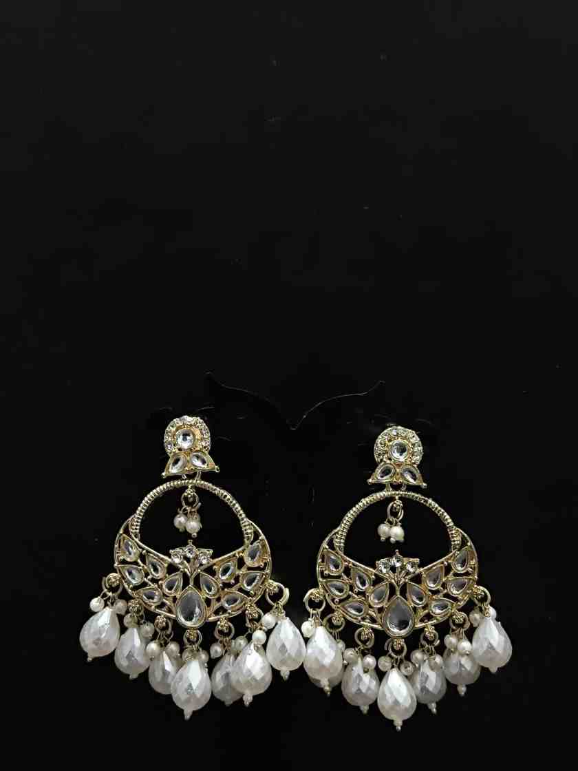 Gold Plated Kundan Pearl Chandbali Earrings