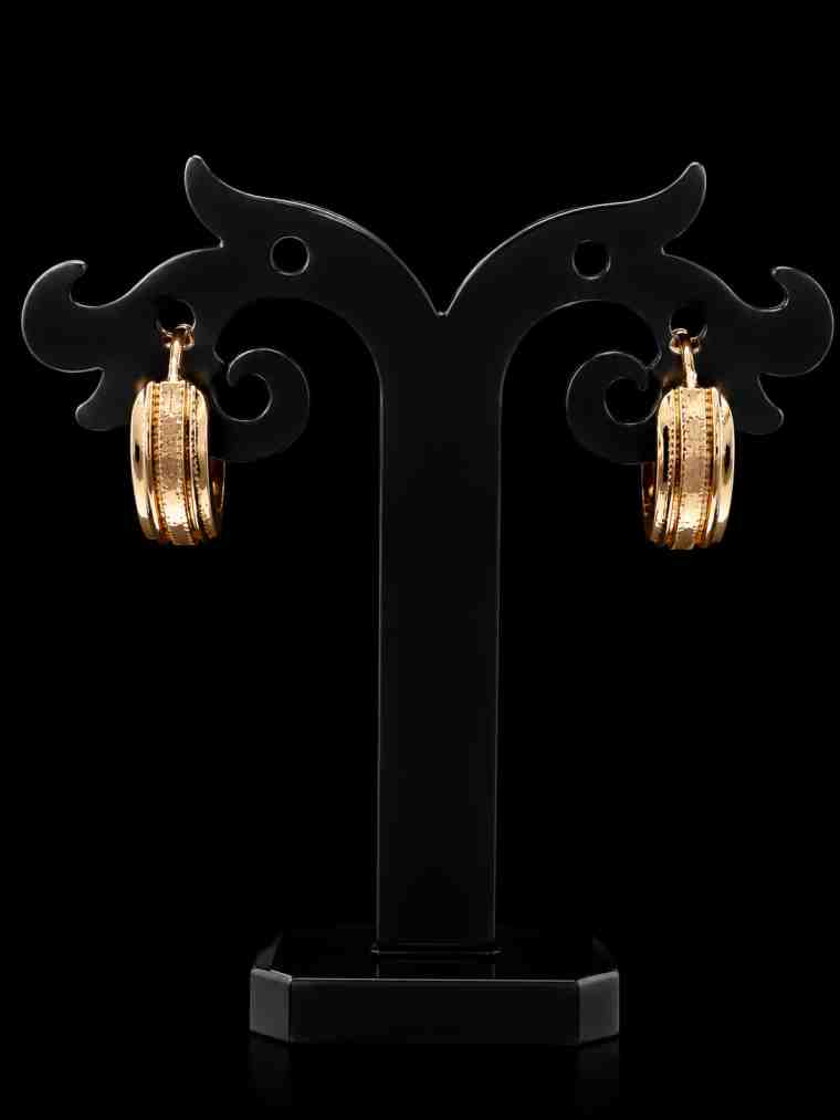 Gold Plated Thick Textured Hoop Earrings