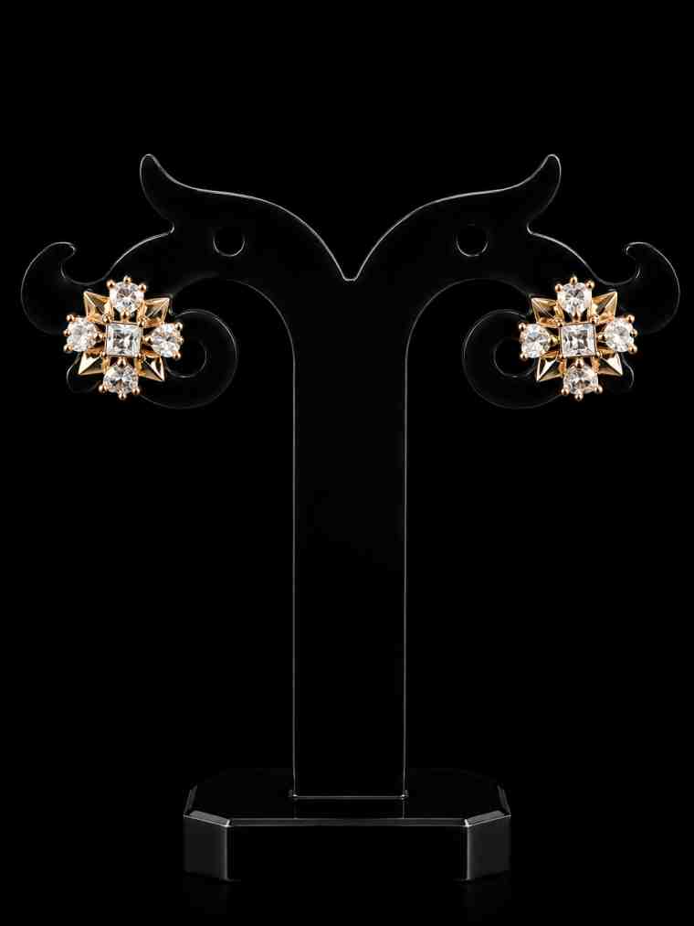 Gold Plated CZ Starburst Stud Earrings